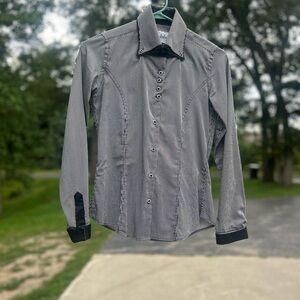 Elegant Black and White Button-Down Shirt for Women